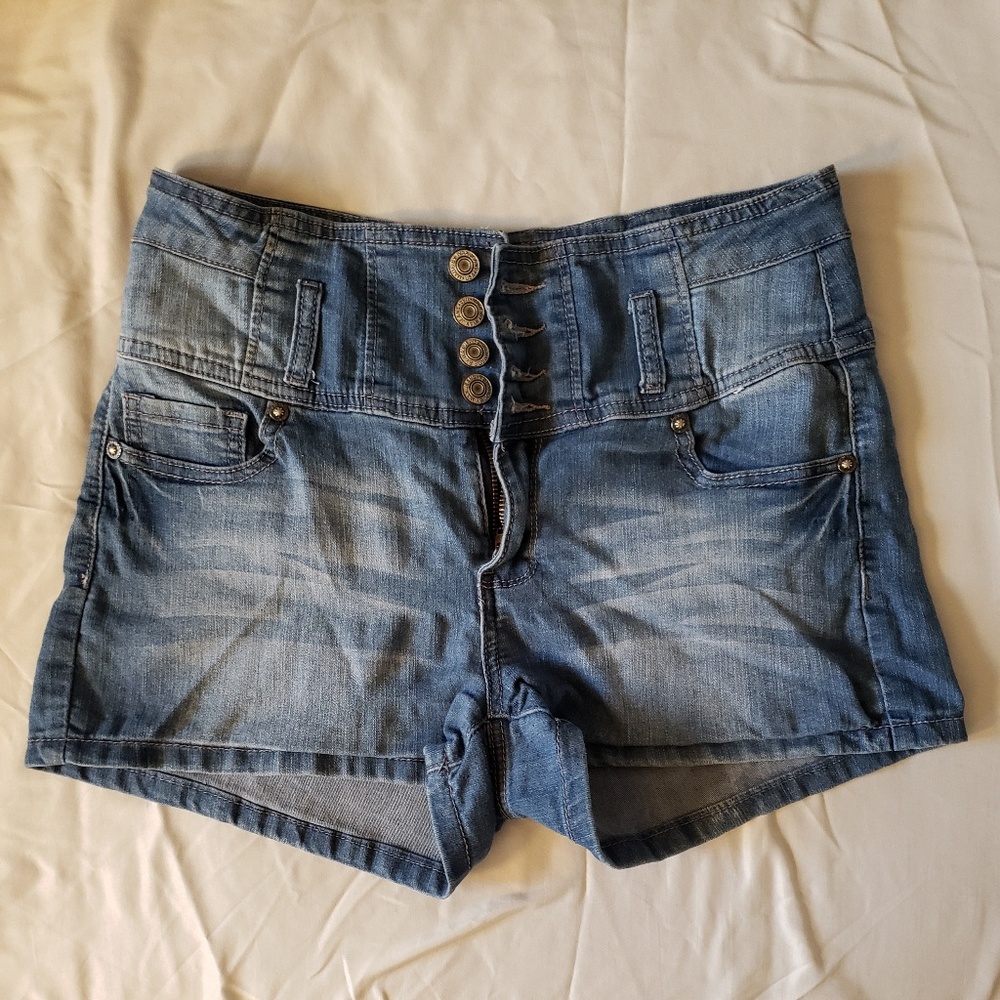 High waisted denim shorts